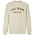 Pepe Jeans Pepe Jeanstil mænd. PM582738 Sweatshirt Aldridge Crew hvid (L), Casual, Økologisk bomuld, Bæredygtig