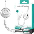 JOYROOM S-A40 farverigt 3-i-1 mini-optrækkeligt USB-A til USB-C/Lightning/MicroUSB-kabel - 1 m - hvid