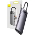 Baseus StarJoy Series USB-C to 3x USB 3.1 + HDMI + USB-C PD + RJ45 + microSD/SD USB hub - USB 3.1 - 8 ports - Grå