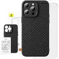 Baseus Etui Baseus Syntetisk fiber iPhone 15 Pro + hærdet glas