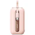 JOYROOM JR-L012 farverig powerbank på 10000mAh - USB-C & Lightning-kabel, 22.5W - lyserød