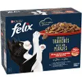 Felix Lækre Skiver Farm Selection med oksekød, kylling, and, kalkun i gelé vådfoder til katte
