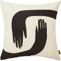 Ferm Living Pude POSE 50 x 50 cm, hvid / brun, bomuld, fast LIVING