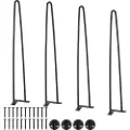 Vevor 711,2 mm hårnålemøbelben, metal gør-det-selv-projekter til natbord, sofabord, skrivebord, 226,8 kg lasteevne med gummibeskyttere til gulvet, metalben i kraftig stand og robust stand, 4 stk.