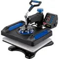 Vevor Heat Press Machine, 12 x 15 Tommer, Hurtig Opvarmning, 360 Swing Away Digital Sublimation T-Shirt Vinyl Transfer Printer, Lærredspose, Pude, Banner, Blå