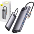 Baseus Hub 7in1 Baseus Metal Gleam Series, USB-C til 3x USB 3.0 + HDMI + USB-C PD + VGA + Ethernet RJ45