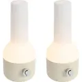 QAZQA Sæt med 2 udendørs bordlamper beige med hvid inkl. genopladelig LED - Haard