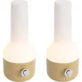 QAZQA Sæt af 2 udendørs bordlamper guld med hvid inkl. genopladelig LED - Haard
