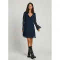 Pepe Jeans Pepe Jeanstil kvinder. PL953617 Respekt-kjole navy (M), Casual, Polyester, Lange ærmer, Blå