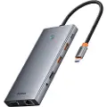 Baseus Hub 13in1 Baseus PortalJoy USB-C til HDMI+DP+VGA+C+USB+PD+RJ45+SD/TF+3.5mm (grå)