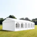 TOOLPORT 5x12m, Partytelt, PVC-teltdug, hvid, med bundramme
