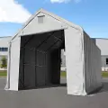 TOOLPORT 5x10m, Telthal, PRIMEtex-PVC-teltdug, grå, med statikpakke (beton undergrund)