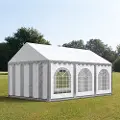 TOOLPORT 4x6m, Partytelt, PVC-teltdug, grå-hvid, med bundramme