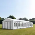 TOOLPORT 6x16m, Partytelt, PVC-teltdug, grå-hvid, med bundramme