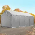 TOOLPORT 4x8m PVC lagertelt, grå, med bundramme, uden statikpakke
