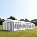 TOOLPORT 6x24m, Partytelt, PVC-teltdug, grå-hvid, med bundramme