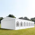 TOOLPORT 8x36m, Partytelt, PVC-teltdug, hvid, med bundramme