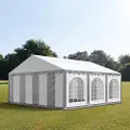 TOOLPORT 6x6m, Partytelt, PVC-teltdug, grå-hvid, med bundramme