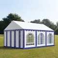 TOOLPORT 3x6m, Partytelt, PVC-teltdug, blå og hvid, med bundramme