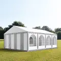 TOOLPORT 5x8m, Partytelt, PVC-teltdug, grå-hvid, med bundramme