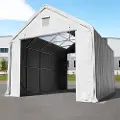 TOOLPORT 4x8m, Telthal, PRIMEtex-PVC-teltdug, grå, med statikpakke (blød undergrund)