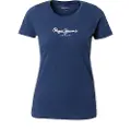 Pepe Jeans Pepe Jeanstil kvinder. PL505202 New Virginia Ss N navy T-shirt (XS), Casual, Bomuld, Korte ærmer, Blå