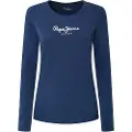 Pepe Jeans Pepe Jeanstil kvinder. PL505203 Ny Virginia Ls N navy T-shirt (XS), Casual, Bomuld, Lange ærmer, Blå