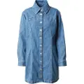 Levi's Levi'stil kvinder. A4585-0001 Shay kjole blå (XS), Casual, Lange ærmer, Økologisk bomuld, Bæredygtig