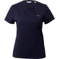 Gant Ganttil kvinder. 4200200 Shield T-shirt navy (S), Casual, Bomuld, Korte ærmer, Blå