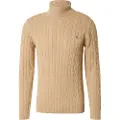 Gant Ganttil mænd. 8050607 Beige Cotton Eights-strikket pullover med svanekrave (L), Casual, Bomuld