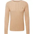 Gant Ganttil mænd. 8050601 Beige strikket trøje med rund hals og ottetaller (3XL), Casual, Bomuld, Lange ærmer