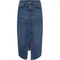 Pieces Jessie Denim Højtaljet Midi-nederdel