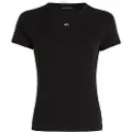Tommy Hilfiger Tommy Jeanstil kvinder. DW0DW17383 Slim Essential T-shirt sort (M), Casual, Korte ærmer, Økologisk bomuld, Bæredygtig