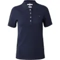 Tommy Hilfiger Tommy Hilfigertil kvinder. WW0WW42047 1985 navy polo shirt (S), Casual, Korte ærmer, Økologisk bomuld, Bæredygtig, Blå