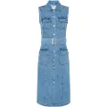 Pepe Jeans Pepe Jeanstil kvinder. PL953550 Liz kjole blå (L), Casual, Bomuld, Denim, Uden ærmer/stropper, Bæredygtig