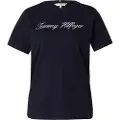 Tommy Hilfiger Tommy Hilfigertil kvinder. WW0WW43459 T-shirt med navy-logo (L), Casual, Korte ærmer, Økologisk bomuld, Bæredygtig, Blå
