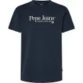 Pepe Jeans Pepe Jeanstil mænd. PM509432 Albert navy T-shirt (S), Casual, Korte ærmer, Økologisk bomuld, Bæredygtig, Blå