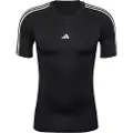Adidas Techfit 3 Stripes T-shirt Med Korte ærmer