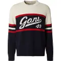 Gant Ganttil mænd. 8040206 Vintage Graphic trøje med rund hals navy (XL), Casual, Klassisk, Økologisk bomuld, Bæredygtig, Blå