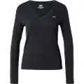 Levi's Levi'stil kvinder. A9330-0000 Essential Housemark T-shirt sort (L), Casual, Bomuld, Lange ærmer