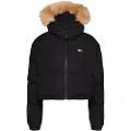 Tommy Hilfiger Tommy Jeanstil kvinder. DW0DW19687 Quiltet jakke fra Alaska med sort, beskåret snit (L), Casual, Genanvendt polister, Bæredygtig