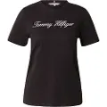 Tommy Hilfiger Tommy Hilfigertil kvinder. WW0WW43459 T-shirt med sort logo (M), Casual, Korte ærmer, Økologisk bomuld, Bæredygtig