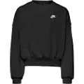 Nike Sportswear Club Fleece-sweatshirt med firkantet pasform og rund hals til piger - sort