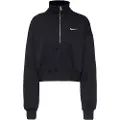 Nike Sportswear Phoenix Fleece-sweatshirt med kort snit og 1/4 lynlås til kvinder - sort