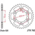 JT Sprockets 525 Jtr76543 Steel Bagtandhjul