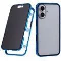 Mtp Products iPhone 16 Magnetisk Cover med Hærdet Glas - Privatliv - Blå