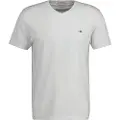 Gant Ganttil mænd. 2003186 Shield V-Neck T-shirt hvid (3XL), Casual, Bomuld, Korte ærmer