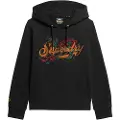 Superdry Superdrytil kvinder. W2012130A Sweatshirt med hætte og Tattoo Script-grafik sort (XS), Casual, Bomuld, Bæredygtig