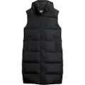 Superdry Superdrytil kvinder. W5011641A Lang vatteret vest med hætte, sort (L), Casual, Genanvendt polister, Bæredygtig