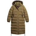 Superdry Superdrytil kvinder. W5011575A Quiltet frakke med hætte og grøn imiteret pelskant (XS), Casual, Nylon, Bæredygtig